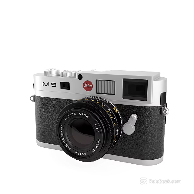 Leica MS Digital Camera Silver Black Retro Design With Professional Lens 3d model 