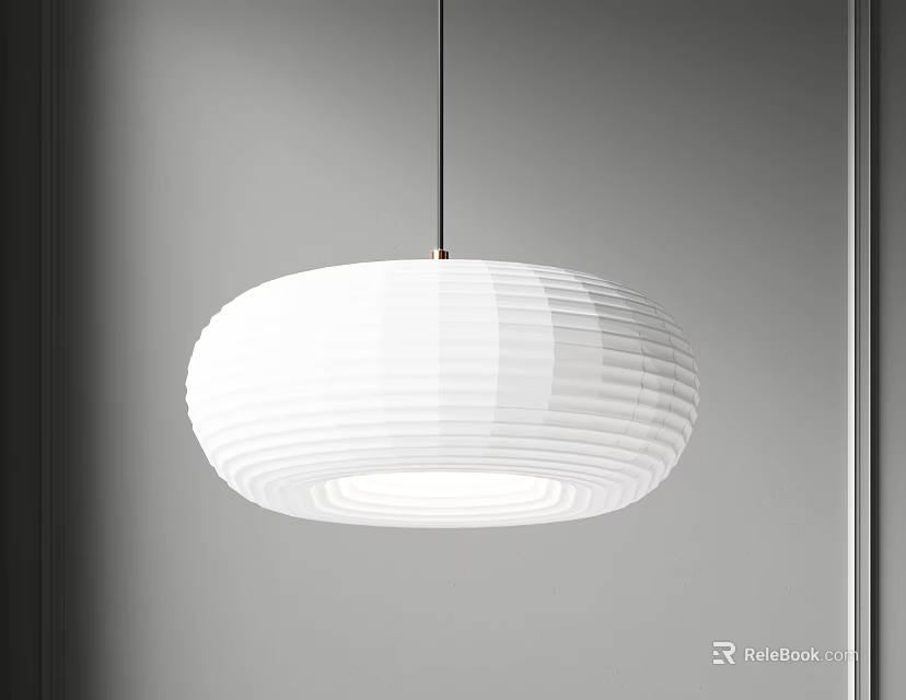 Modern Minimalist White Striped Pendant Light For Interior Lighting Design 3d model