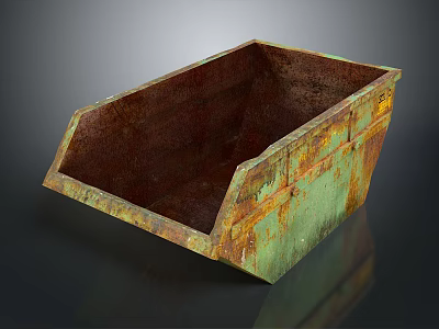 Architectural Rustic Metal Storage Container With Green Brown Rust Patina And Reinforced Metal Straps 3d model