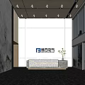 Elegant Modern Reception Desk With Marble Wall And Large Windows In Office Interior 3d model