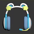 Cute Computer Headphones with Blue and White Design Yellow Star Accents and Built in Microphone