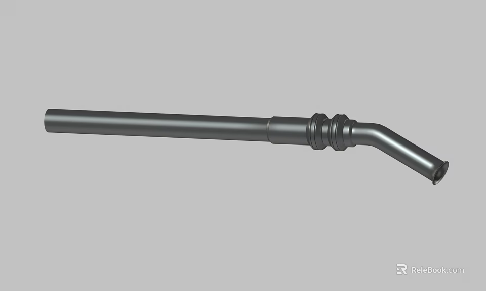 Industrial Metal Pipe Component With Curved Fitting And Connection Structure 3d model 