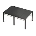 Modern Black Metal Frame Outdoor Table With Pergola Structure For Garden Patio Use