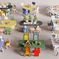 Children's Table and Chair Combination Building Blocks Toy Table Children's Seat 3d model