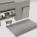 Modern Home Office Area With Built In Cabinets Desk Computer And Chair
