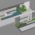 Modern Feature Wall Design With Landscaped Plants Small Pool And Gray White Materials