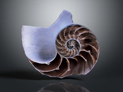 Elegant Nautilus Shell Decorative Ornament Set With Spiral Design And Natural Texture For Home Decor 3d model
