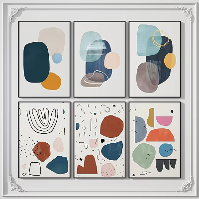 Colorful Abstract Wall Art with Geometric Shapes and Modern Design Elements 3d model