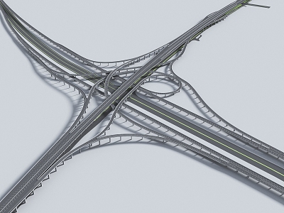 Modern Interchange Viaduct Large Transportation Hub 3d model