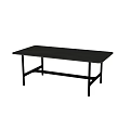 Modern Dining Table With Gray Tabletop And Black Metal Legs Design 3d model