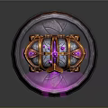 Mystic Glowing Device With Floating Purple Crystals And Orange Silver Base