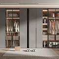 Sleek Modern Wardrobe with Glass Doors Organized Storage and Hanging Clothes