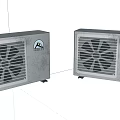 Two Modern Grey Air Cooler Fans with EVERY Logo and Grille Design on White Background