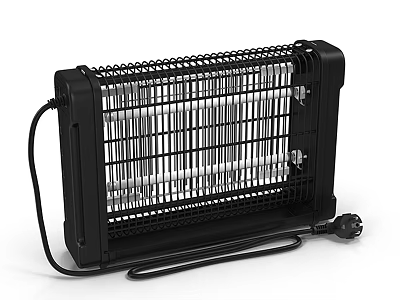 Black Electric Heater With Grid Design And Power Cord For Home Use 3d model
