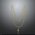 Fashionable Gold Double Layer Chain Necklace for Women with Pearl Pendant Design
