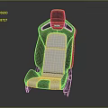 Modern Gray White Red Racing Style Seat With Contrast Stitching And Backrest Logo
