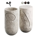 Rough Textured Concrete Cylindrical Washbasins With Concentric Circle Patterns For Modern Bathrooms 3d model