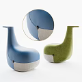 Modern Two Tone Single Accent Chair with Green Blue Upholstered Fabric Design