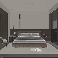 Modern Bedroom Interior Design With Upholstered Bed Nightstand Armchair And Rug