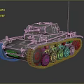 Vintage Military Tank with Metal Tracks and Number 27 on Dark Reflective Surface