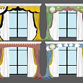 Colorful Window Curtains With Decorative Valances In Yellow Green Pink Blue