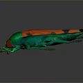 Vibrant Green Headed Beetle With Red Orange Wings And Reflective Surface