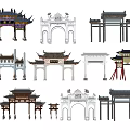 Traditional Chinese Archways Various Classical Architectural Designs With Ornate Roofs And Carvings