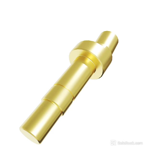 Shiny Golden Cylindrical Metal Component With Precision Engineered Sections 3d model 
