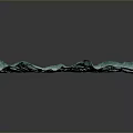 Blue and Teal Mountain Landscape with Wavy Texture and Three Dimensional Design on Gray Background 3d model