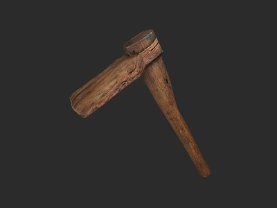 Rustic Wooden Hammer With Natural Grip Handle For Daily Household Tasks 3d model