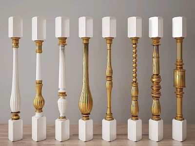 Elegant Modern Floor Lamps Collection With White Shades And Golden Bases For Home Decor 3d model
