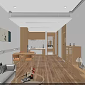 Modern Living Room Interior With TV Sofa Wooden Dining Table And Chairs