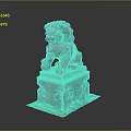Traditional Chinese Stone Lion Statue With Intricate Carved Pedestal Base