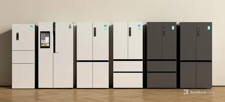 Modern Refrigerators And Freezers In White And Black With Multiple Door Designs 3d model 