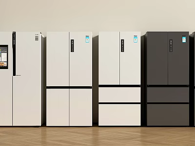 Modern Refrigerators And Freezers In White And Black With Multiple Door Designs 3d model