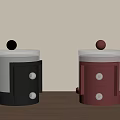 Modern Black and Pink Bedside Tables with Spherical Knobs and Round Drawer Handles 3d model