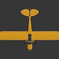Small Yellow Passenger Plane With Propeller Black Windows And Dark Background Reflection