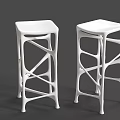 Modern White Bar Stools With Unique Geometric Interlaced Support Structure Design