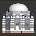Ancient Architecture With White Dome Striped Columns Blue Spires And Ornate Decorations