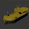 Detailed Model Ship Featuring Black White Hull Wooden Deck Yellow Chimney And White Flagpoles