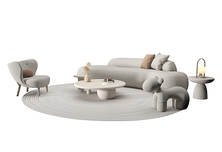 Modern Sofa Coffee Table Combination Cream Sofa Coffee Table Combination Sofa Coffee Table Leisure Chair Leisure Sofa 3d model