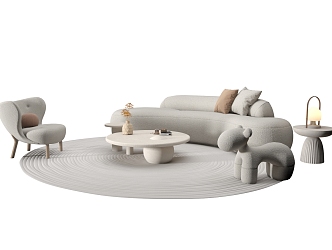 Modern Sofa Coffee Table Combination Cream Sofa Coffee Table Combination Sofa Coffee Table Leisure Chair Leisure Sofa 3d model