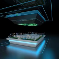 Modern Urban Planning Exhibition Model With Floating Digital Display And Tech Lighting 3d model