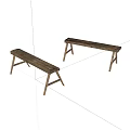 Two Rustic Wooden Benches With Natural Wood Grain And Simple Design