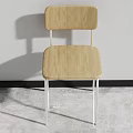 Simple Design Single Chair with Wooden Seat Backrest and Metal Legs