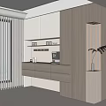 Modern Light Grey Sideboard Cabinet with Built in Lighting and Storage in Contemporary Dining Room