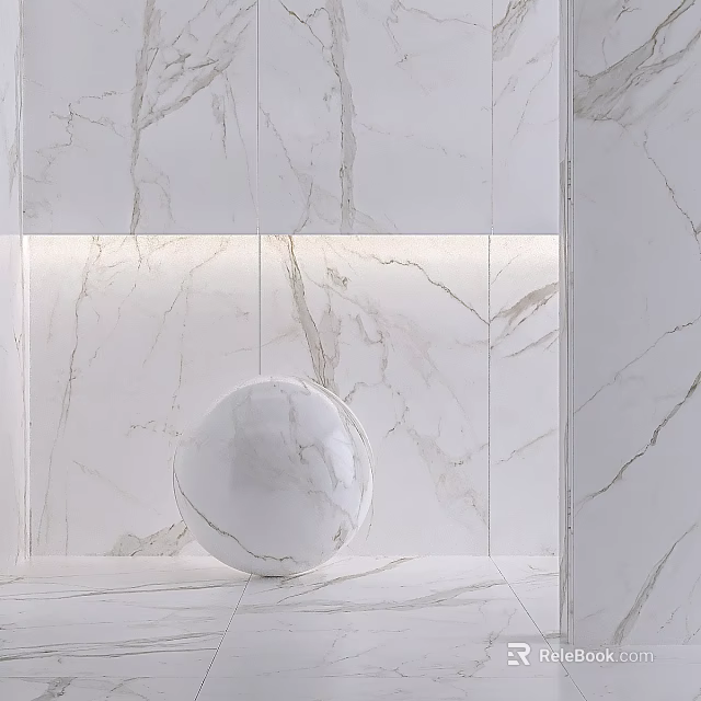 Modern White Marble Interior With Wall Floor And Sphere Decorative Elements 3d model