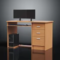 Modern Wooden Office Desk With Dual Monitors Drawers And CPU Cabinet