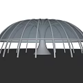 Modern Pergola With Transparent Dome White Frame And Support Columns 3d model