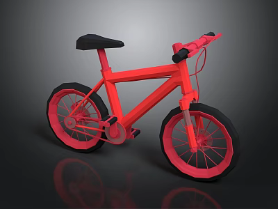 Red Bicycle With Black Seat And Black Tires In Simple Modern Design 3d model